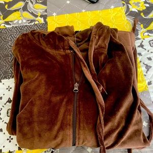 Brown velour jogging suit